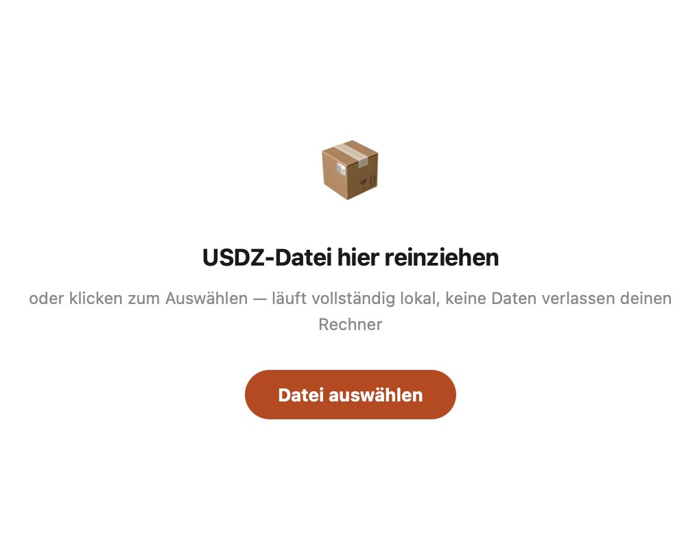 Drag & Drop — USDZ in den Inspector ziehen